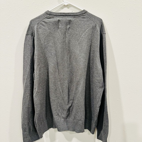 Vintage Eddie Bauer XXL Mens Gray V-Neck Cotton Cashmere Blend Pullover Soft 90s - Picture 2 of 14